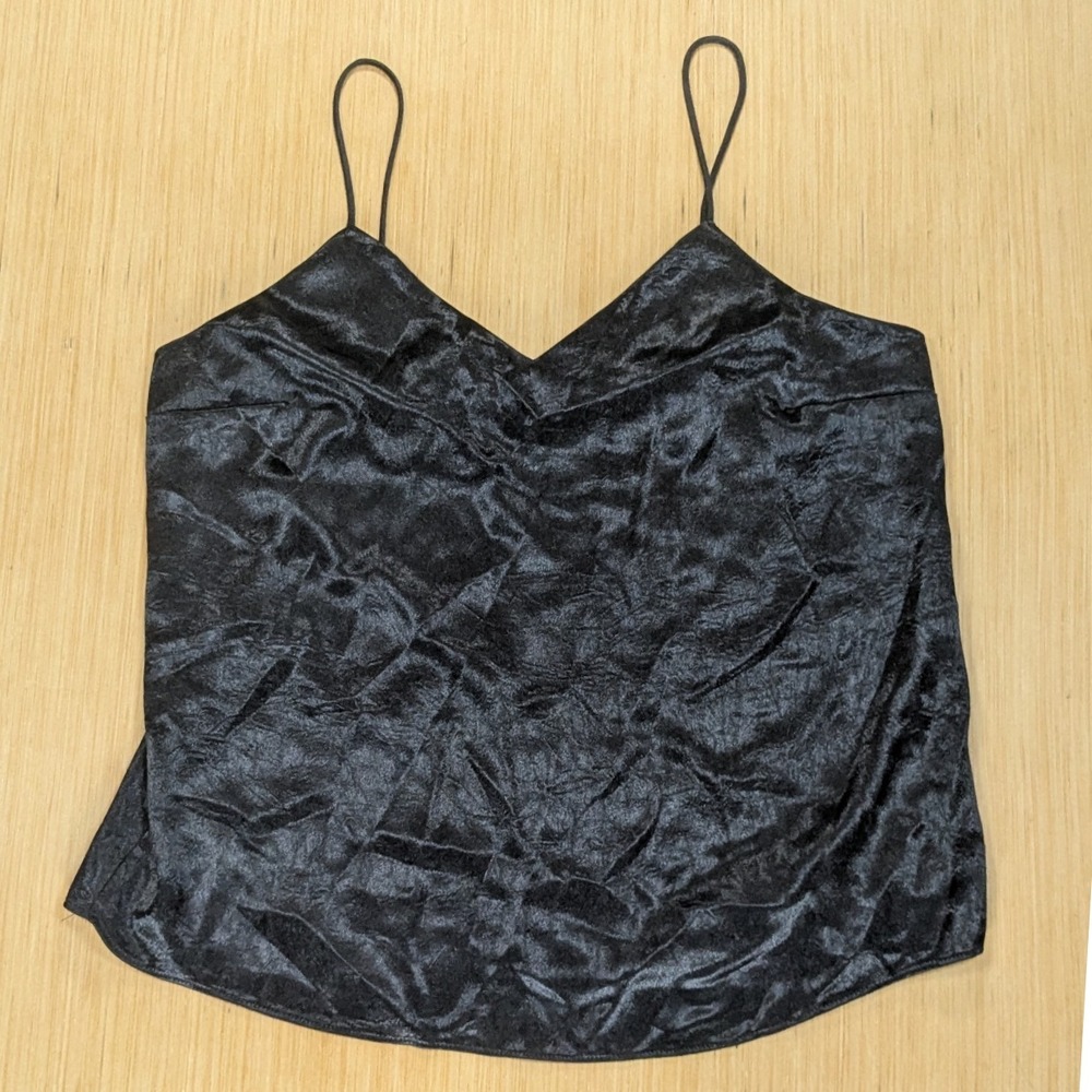 Nine West Black Satin Cami Top Witchy Whimsygoth Dark Romantic Women's Medium